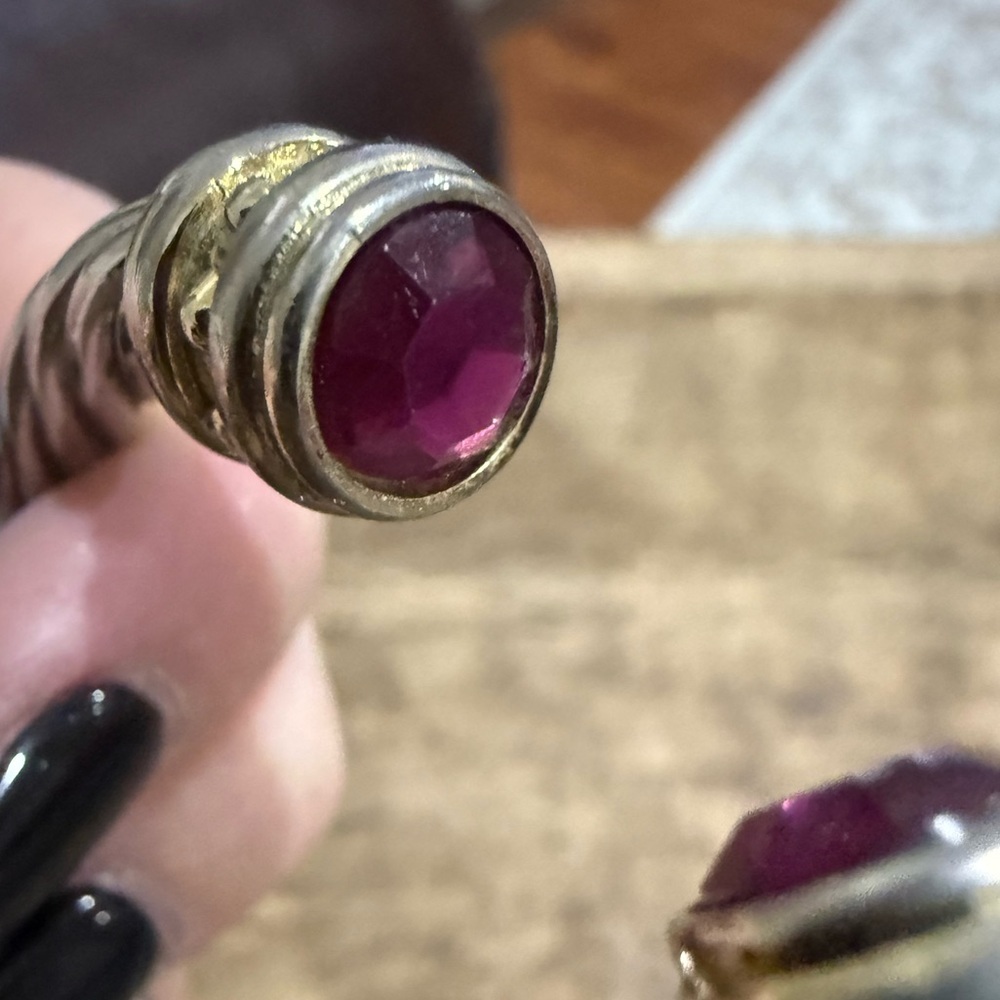 Designer Inspired Cable Bracelet Silver and Gold Toned with Fuchsia Accents - Picture 5 of 8